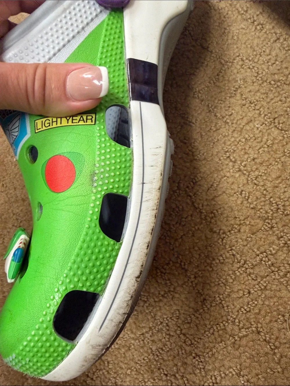 CROCS Green Space Ranger Clogs with Purple Heel Strap